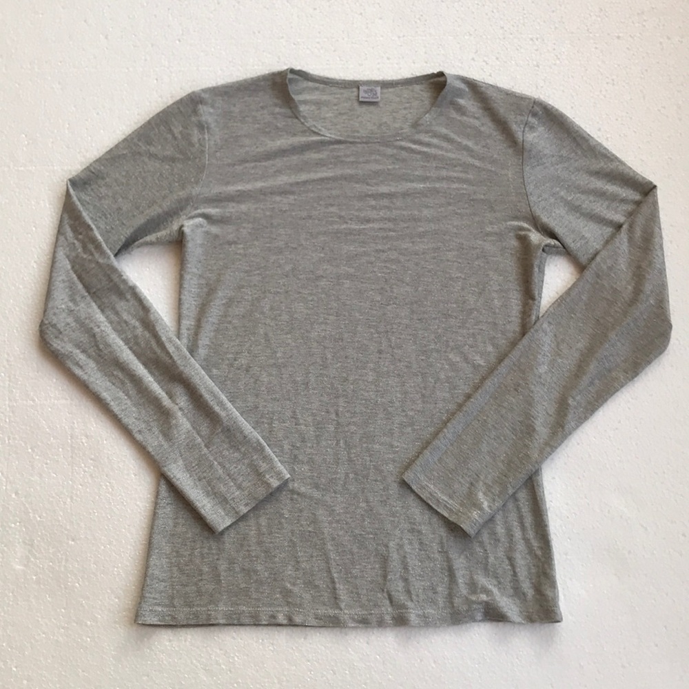 Only Hearts Silver Semi-Sheer long sleeve top Sz S